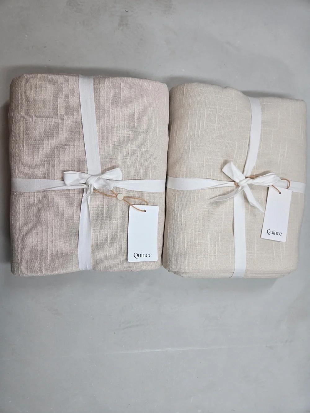 NWT QUINCE Set Of 2 48x96 Cotton Slub Room Darkening Curtains Natural 0722